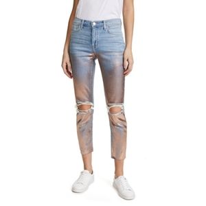 L'Agence Marcelle Foil Cropped Jeans